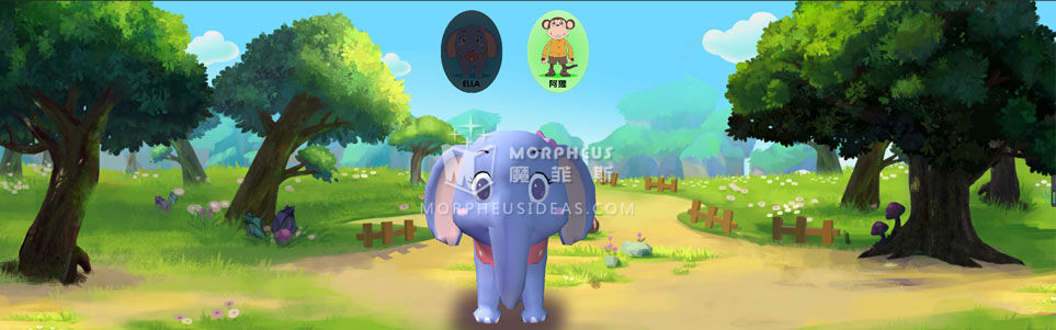 大象與卡通場景