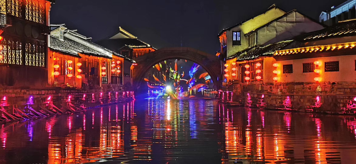 烟雨江南，魅力南潯南潯古鎮夜遊投影